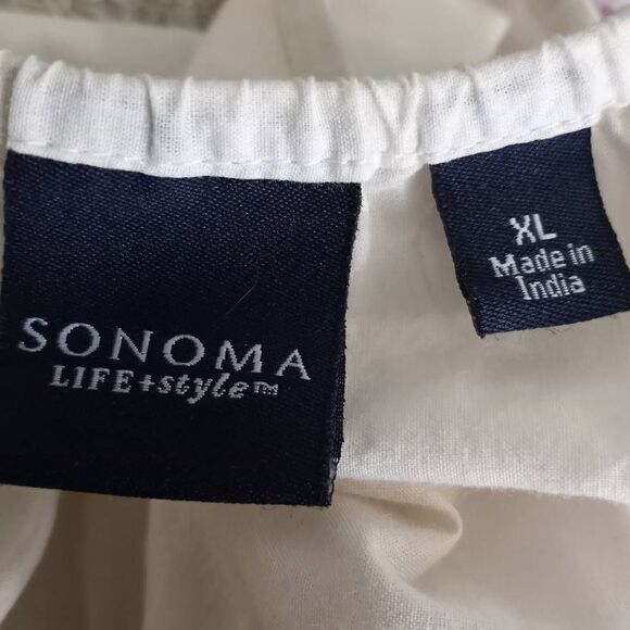 SANOMA CREAM & TAUPE SMOCKED TUNIC SZ.XL EUC - Picture 6 of 8